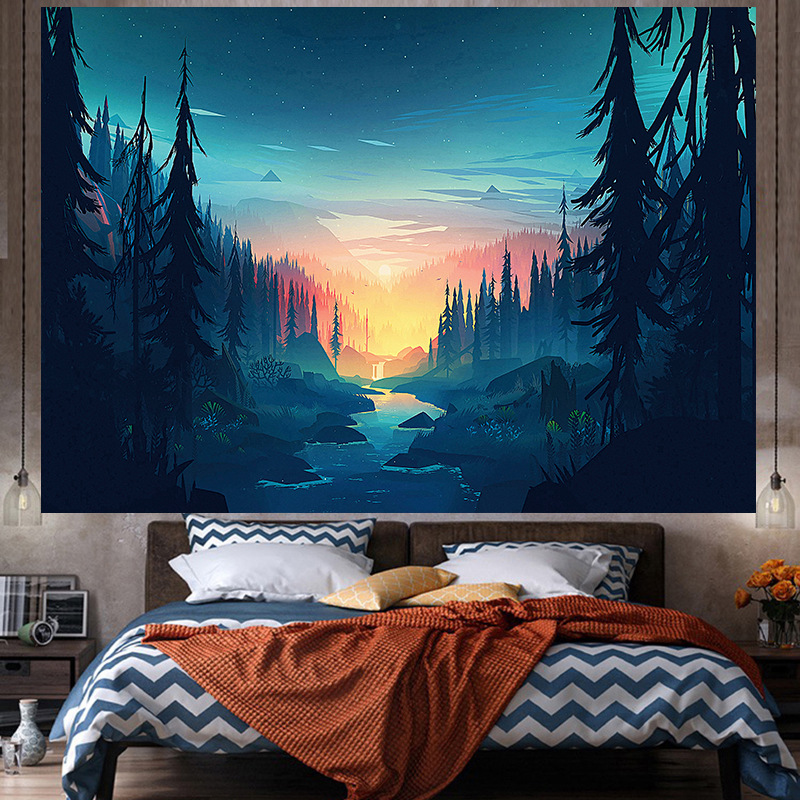 Tela de fondo ins estilo colgante papel pintado de tela dormitorio habitación renovación diseño noche lienzo cartel decorativo paño de pared