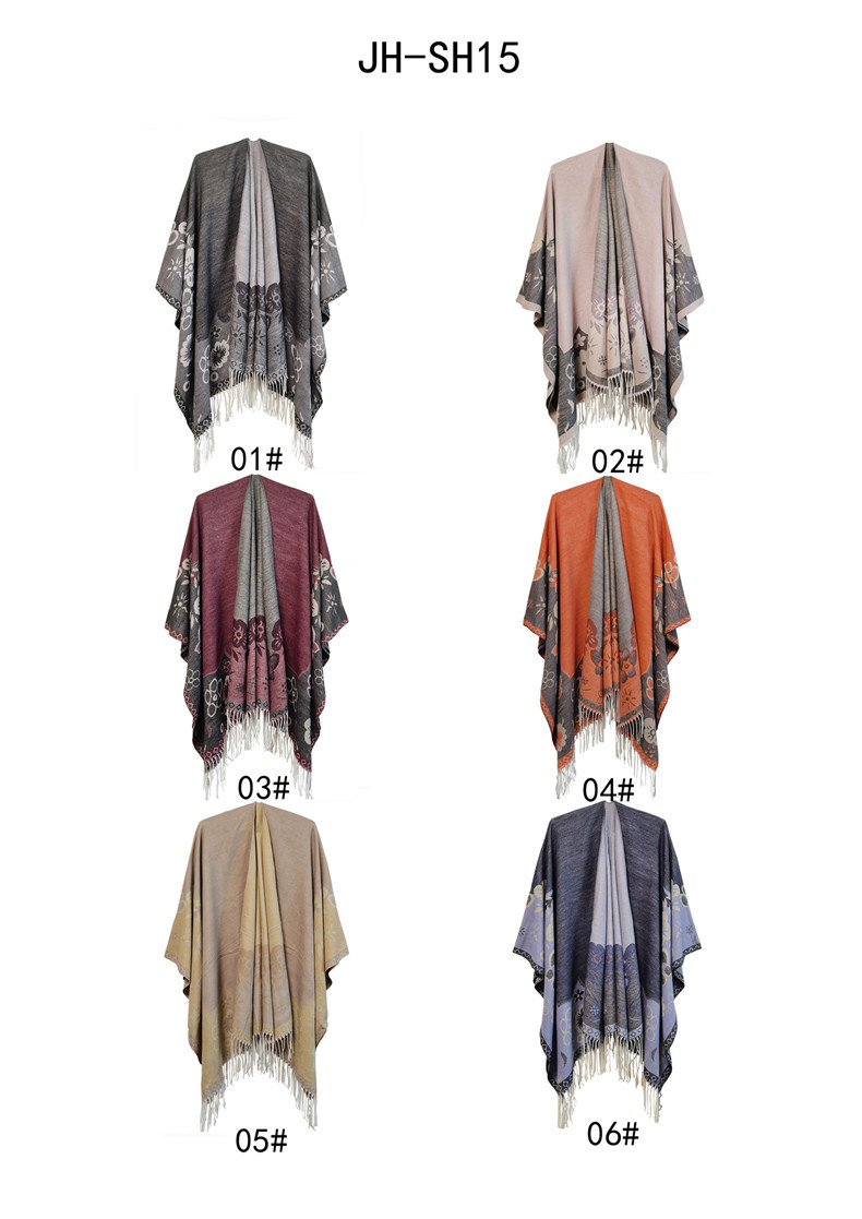 Unisex Women's fashion leopard cape large jacquard travel tassel split cape_viptrois.com