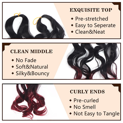 French curly crochet hair 2-piece set of curly braids ponytail loose large curly ponytail