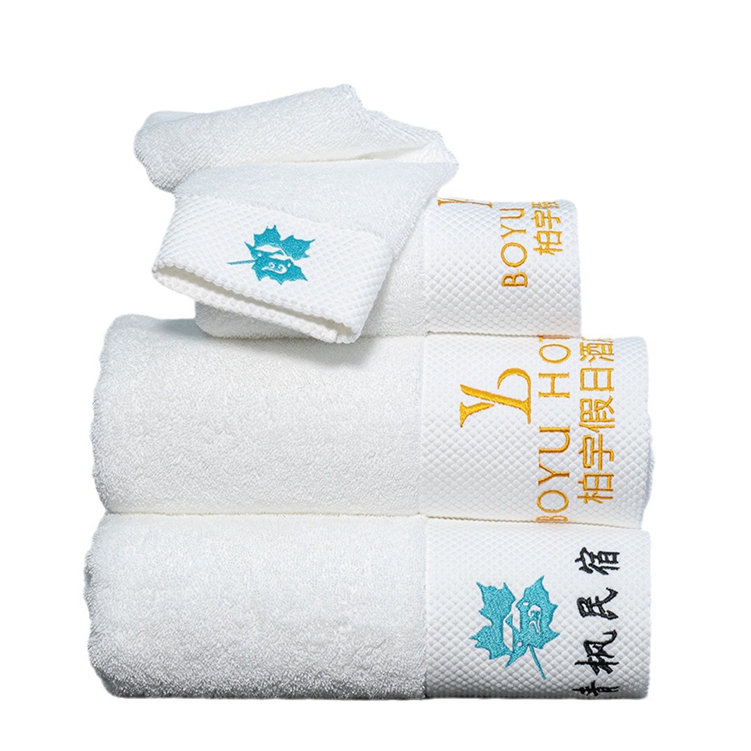 Toallas de hotel toallas de baño de algodón blanco conjunto de aumento de espesor personalizado LOGO toallas de hotel de cinco estrellas