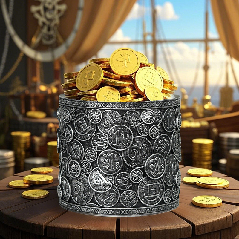 Overseas Hot-Selling Creative Money-Making Coins Resin Flower Pots Home Desktop Gardening Courtyard Flower Pots Retro Planting Containers