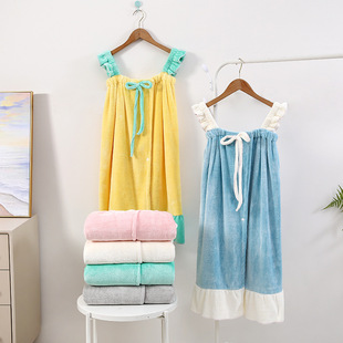 Nano Velvet Bow Bath Skirt, Cute Bow Bath Towel, Bathrobe, Wearable Bath Skirt, Women's Home Dormitory Two-Piece Set