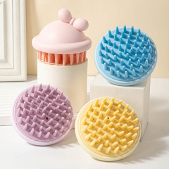 赤い帽子の形がかわいいシャンプー女性の乾湿両用頭皮洗浄ブラシ家庭用頭部マッサージシリコンブラシ