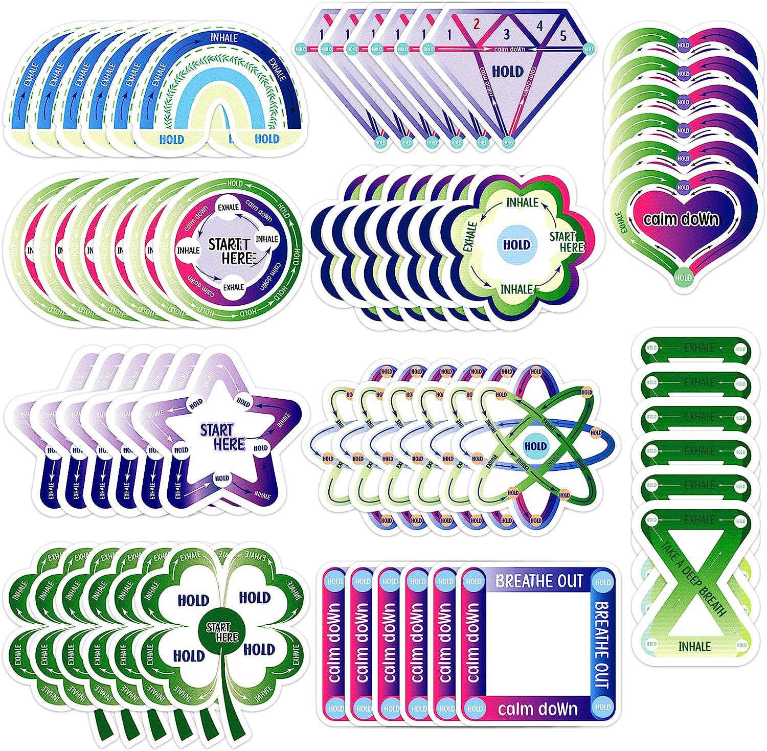 Pegatinas de descompresión de 10 piezas pegatinas sensoriales de ansiedad estudiantil pegatinas de gestión de rayas tranquilas Artículos sensoriales pegatinas de punta de dedo