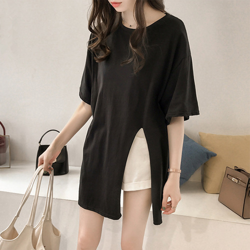 Women's Loose T-Shirts with Slits for 2025, Stylish and Slimming, Suitable for Larger Sizes