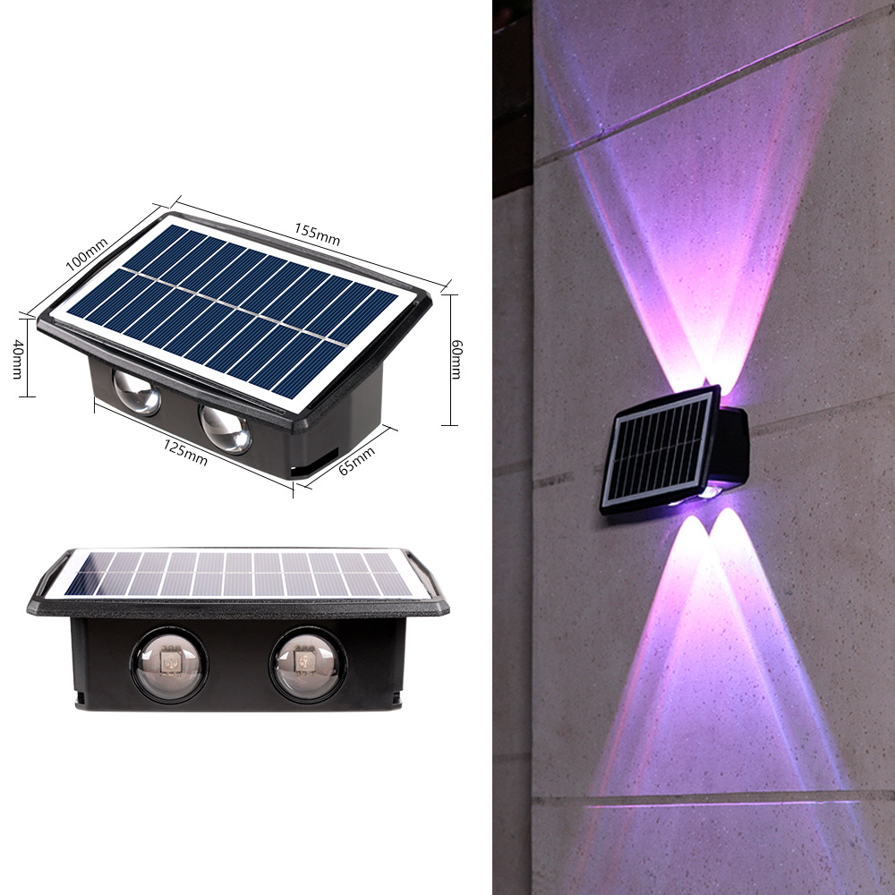 Lente convexa solar lámpara de pared lámpara de lavado hogar avanzada lámpara de paisaje impermeable Villa patio jardín arriba y abajo lámpara de pared