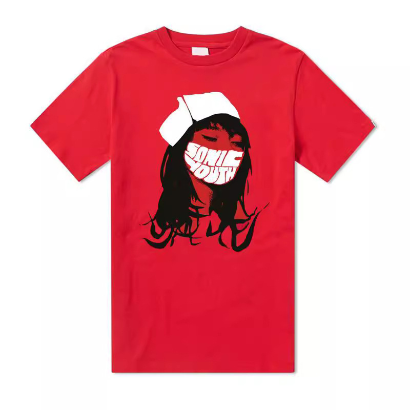 SONIC YOUTH Red Nurse T-shirt SONIC YOUTH Band Nurse short sleeve T-shirt with mask