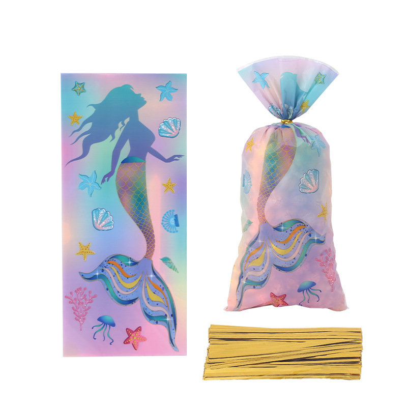 透明美人鱼海底世界平口OPP玻璃纸袋礼品点心糖果饼干塑料包装子