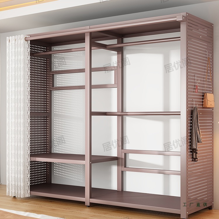 Clothes Rack Floor-Standing Open Wardrobe Carbon Steel Household Small Apartment Cloakroom 2025 New Metal Coat Rack Storage Rack