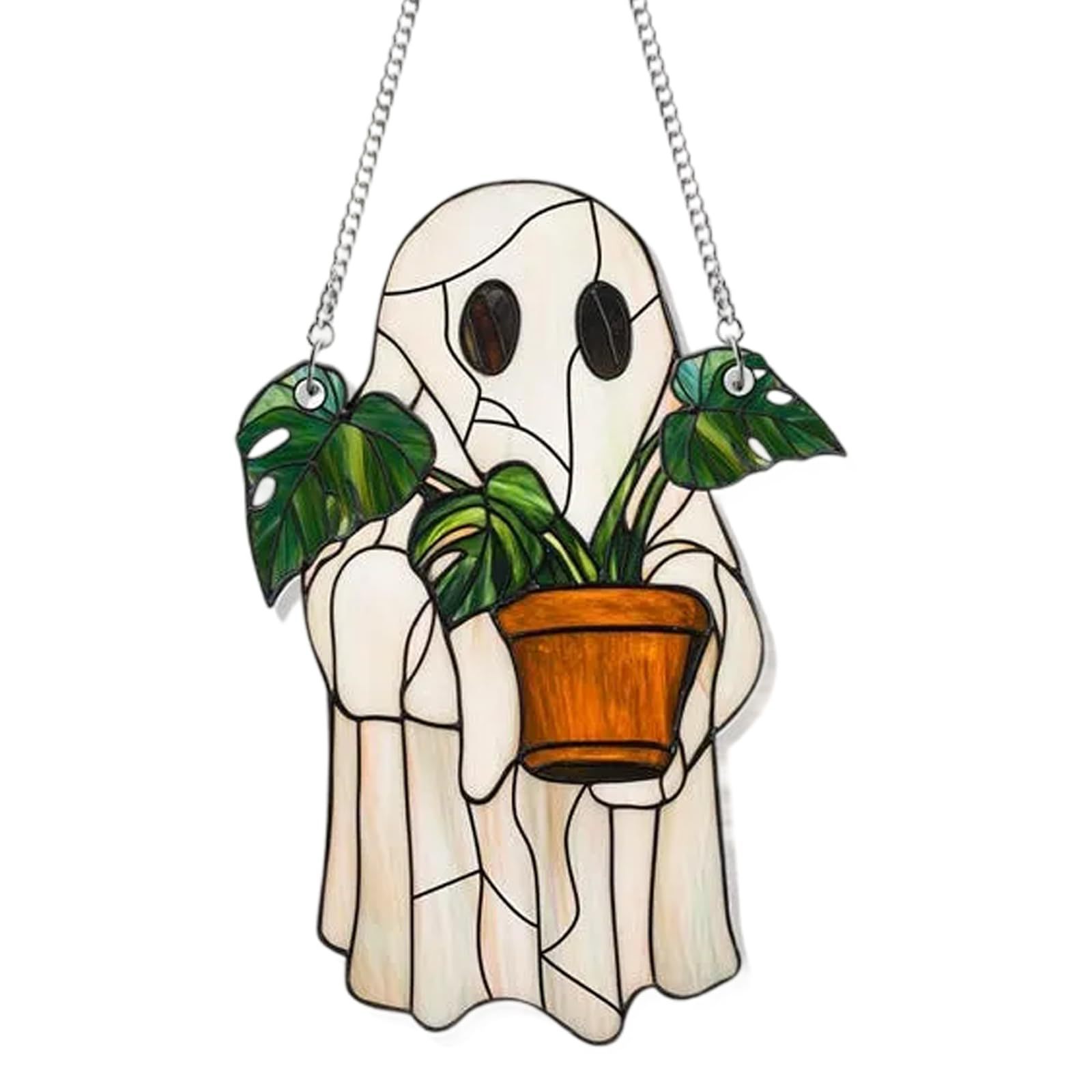 Nuevos productos transfronterizos Halloween encantadores fantasmas atrapadores de sol acrílicos 2D fantasmas jardín ventanas colgantes decoración del hogar