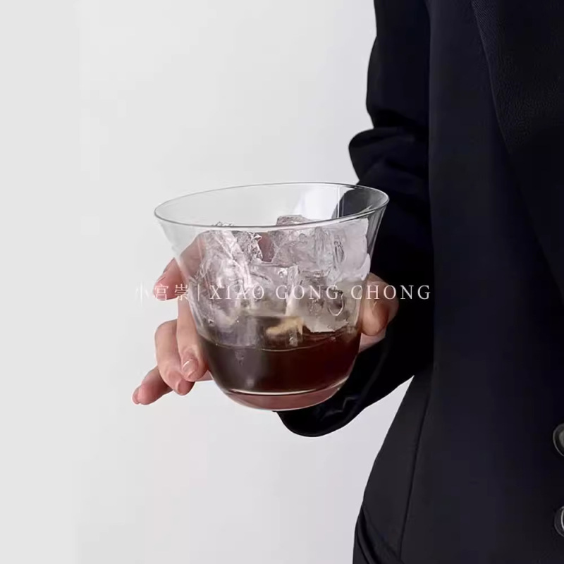 Ins風広口氷アメリカ風ラテコーヒーカップシンプルカップカクテルカップ透明グラス冷たい飲み物カップ|undefined