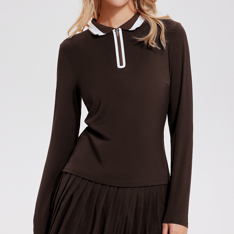 Caijue transfronterizo con solapa set de ropa de yoga de mangas largas para mujeres golf al aire libre delgado set de ropa de yoga deportiva