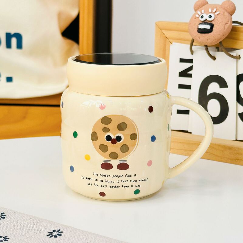 手描きレリーフ蝶花陶磁器カップ蓋付きスプーン付きコーヒーカップins高颜値朝食カップギフトボックス|undefined