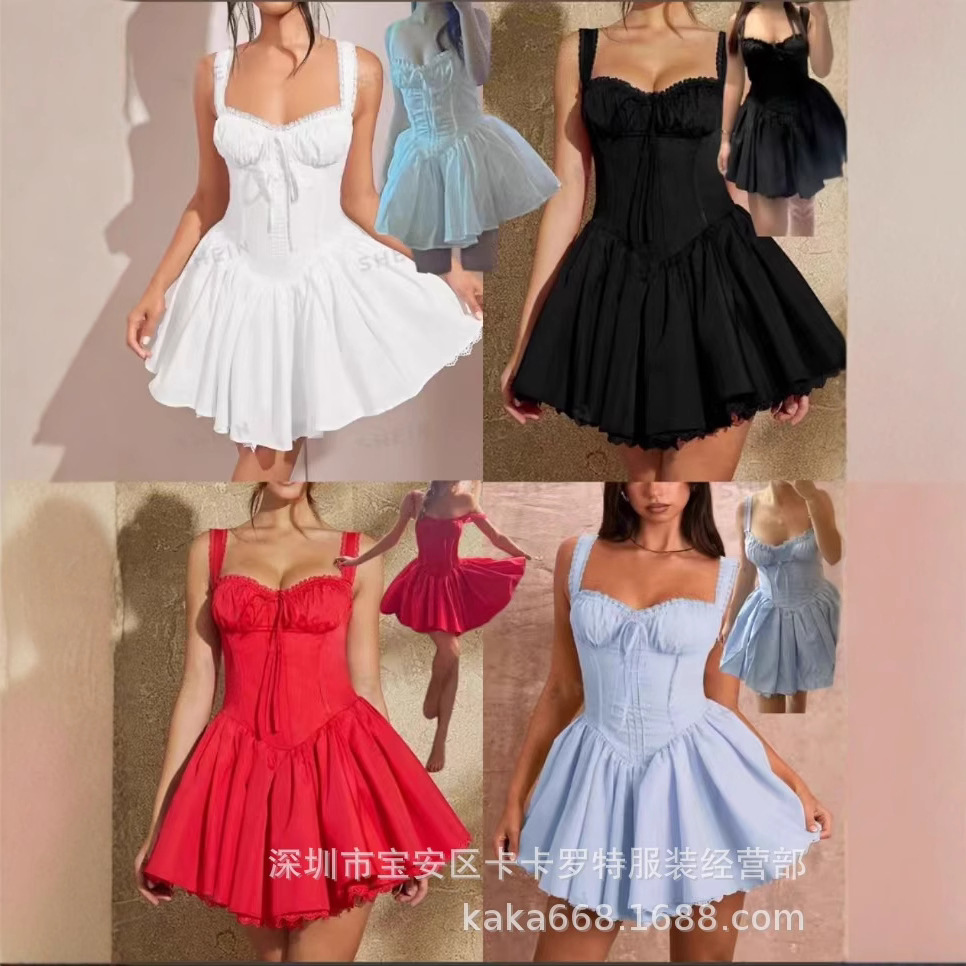Xiyin ropa de mujer Shein comercio exterior transfronterizo nuevo precio especial de liberación de la cabina de la espalda 2025 vestido de cola de carga de liberación