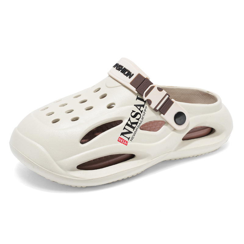 Zapatos con agujeros transfronterizos para hombres en verano, zapatillas Baotou antideslizantes de doble uso