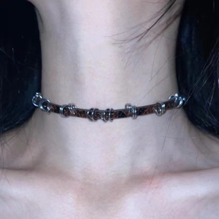 Bohemian High Sense Choker Collar Women's Sweet Cool Hot Girl Necklace Y2K Subculture Clavicle Chain Sweatshirt Chain