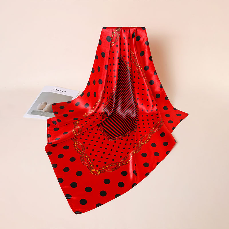 Polka Dot Silk Square Scarf Stylish Professional Neck Accessory_voghion.com