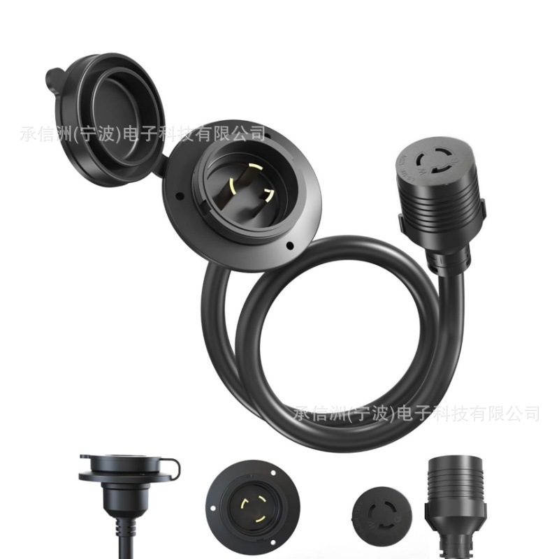 NEMA L5-30P L5-30R 30安培至30安培房车适配器黑色10 AWG电线。