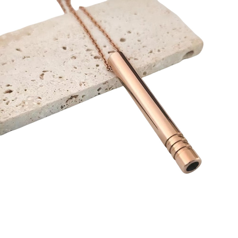 Cylinder Whistle Pendant Necklace In Titanium Steel For Men_voghion.com