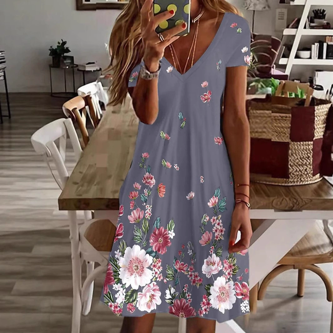 Новое повседневное и универсальное женское платье с v-образным вырезом на весну, лето и осень, женское летнее высококачественное утягивающее платье