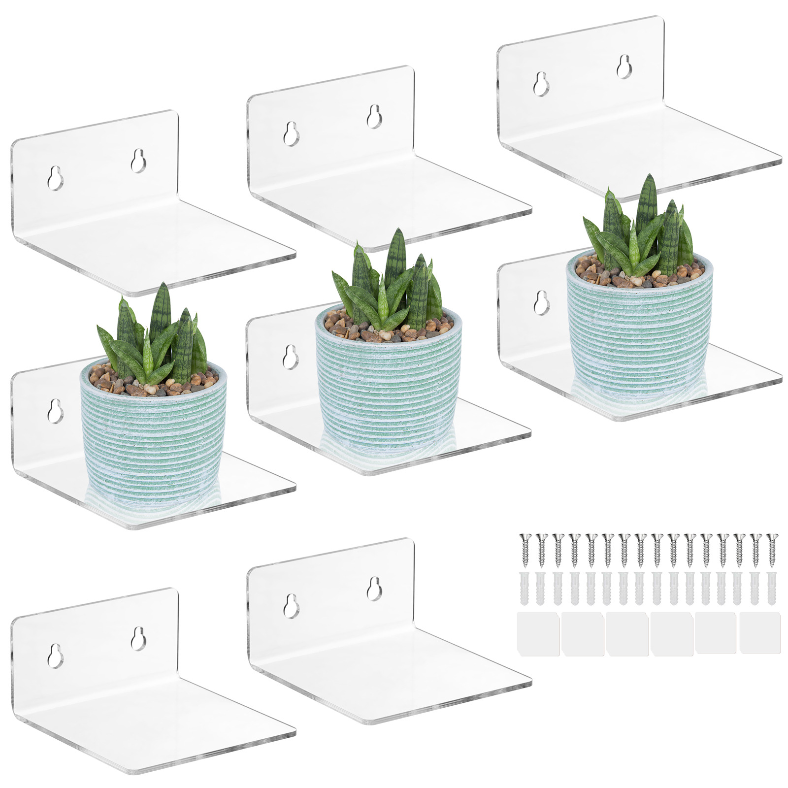 Estante de almacenamiento transparente de acrílico sin perforaciones, estante de almacenamiento de decoración Xinquan, estante de exhibición de cámara de planta verde
