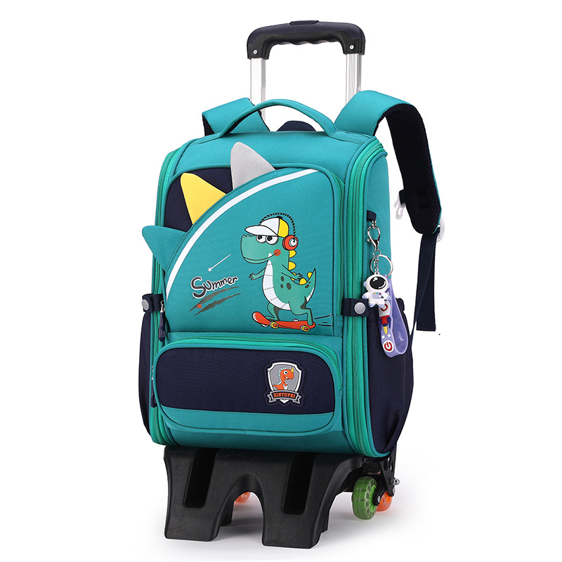 Mochila escolar con barra de tracción transfronteriza estudiantes de grado 2-45 niños y niñas de gran capacidad dibujos animados lindo subir escaleras de doble propósito hombros