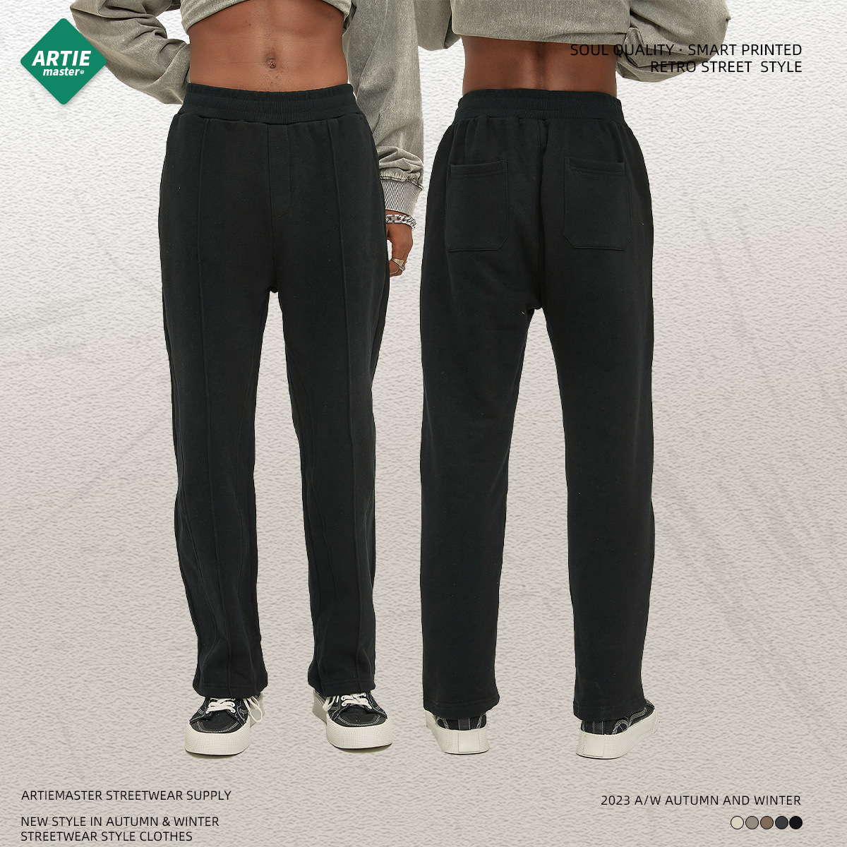 Artie hombres Slim nuevo 365G terciopelo de seda pantalones rectos micro cuerno cordón costura suelta casual