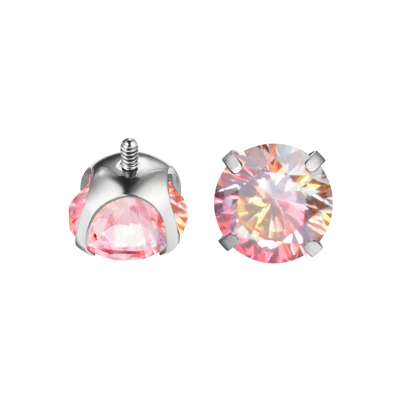 インターネット有名人人気のグラデーションカラー丸底爪 F136 チタン 5A ジルコン雌ねじイヤリングへそネイルピアスジュエリーアクセサリー