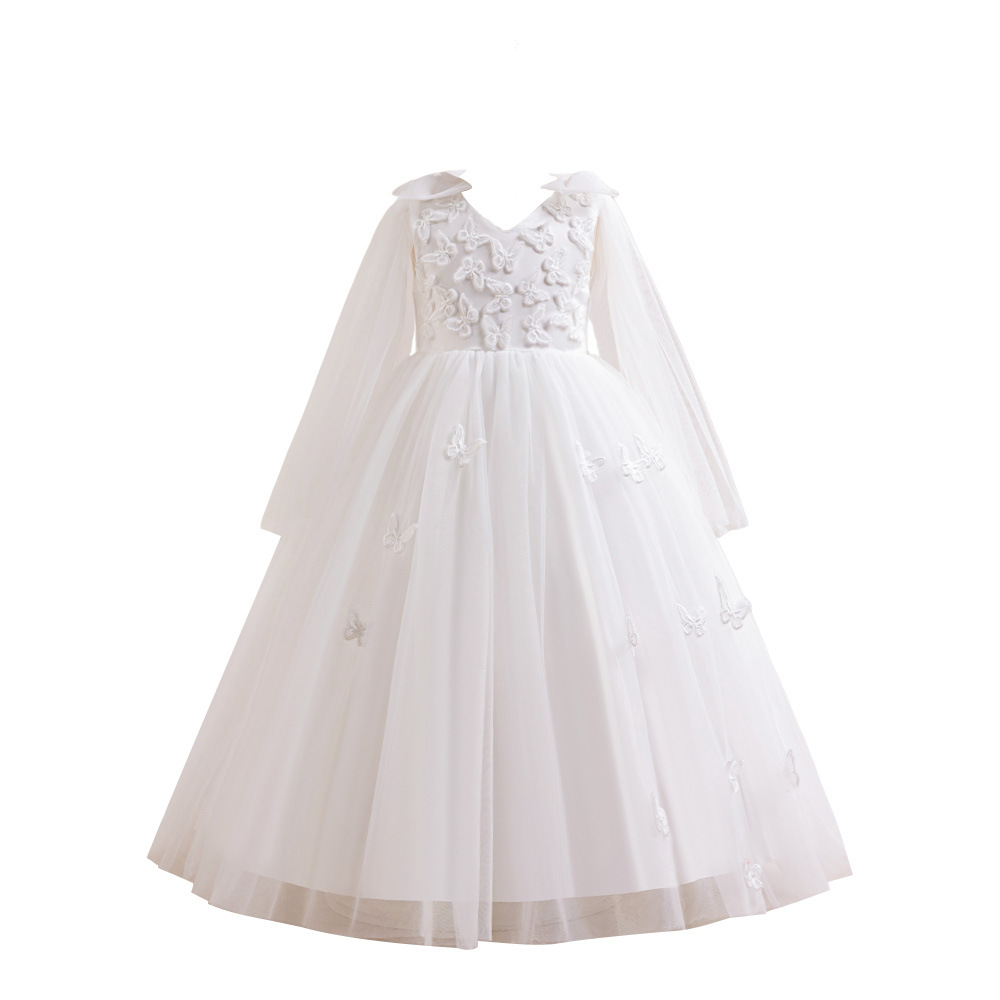 2024 Europa y los Estados Unidos nuevos vestidos de niños vestidos de princesa vestidos vestidos de flores vestidos de malla vestidos de mariposa tridimensionales