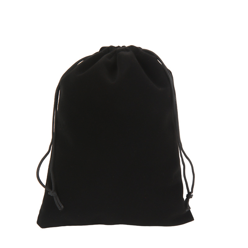 Bolsa de terciopelo negro de alta gama con cordón flocado gafas de tela auriculares de almacenamiento de energía móvil embalaje bolsa de regalo