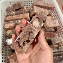 欧美跨境热销天然水晶单尖柱樱花玛瑙六棱柱桌面家装摆件装饰品