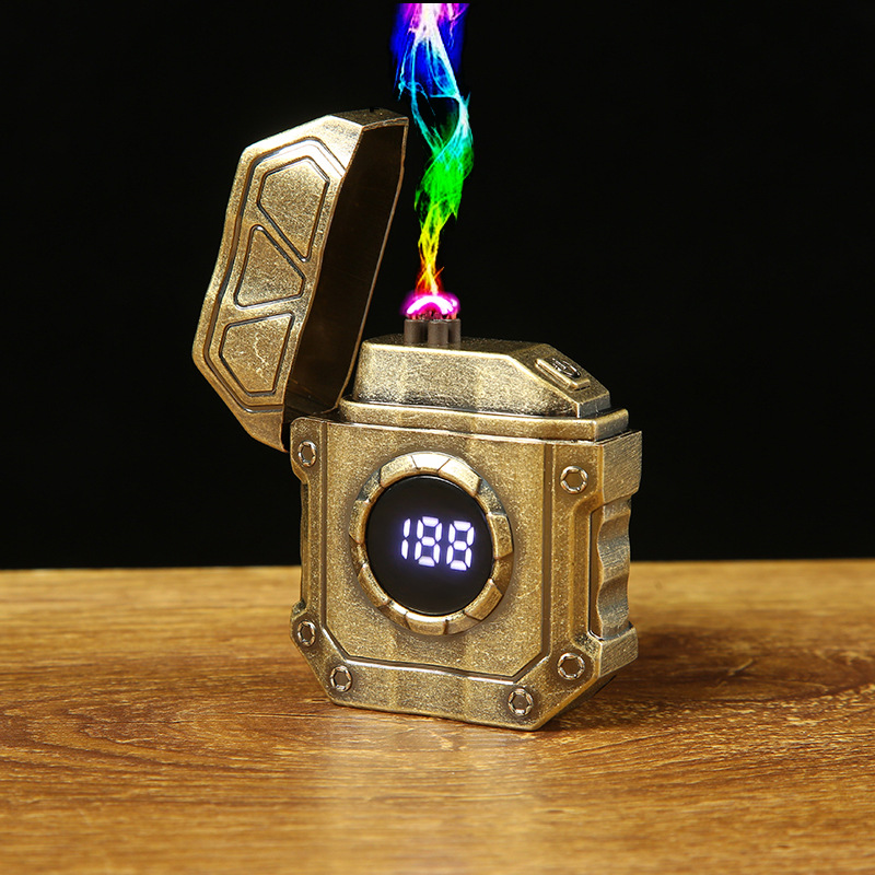 抖音快手爆款等离子USB充电打火机防风点烟器朋克机甲网红便携小