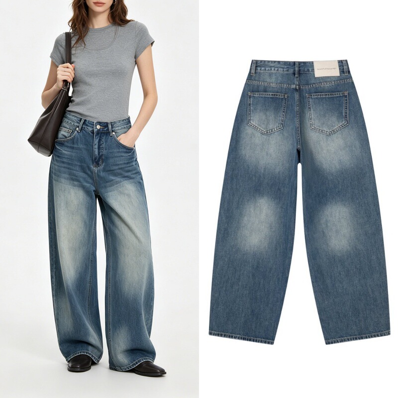 American-Style Gradient Washed Wide-Leg Dad Jeans for Women 2026 High-Waisted Slimming Loose Versatile Non-Stretch Scimitar Pants American-Style Gradient Washed Wide-Leg Dad Jeans for Women 2026 High-Waisted Slimming Loose Versatile Non-Stretch Scimitar Pants