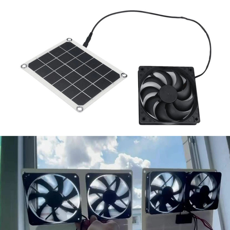 10W 5V太阳能板排气扇 迷你通风机太阳能电池板适用于狗鸡舍温室