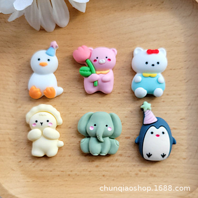 Cartoon animal resin parts DIY Jewelry Hairpin Cream gel lovely penguin Mobile phone shell decorate Material Science parts
