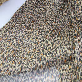 新款涤纶数码印豹纹压皱网纱柔软 金丝网眼布 春夏情趣内衣面料