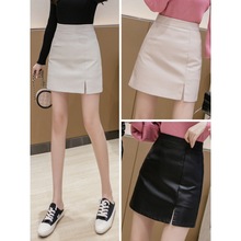 皮短裙半身裙女春秋2022年新款a字高腰超火百搭时尚一步开叉包臀