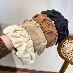 奶茶色！褶皺寬邊發箍復古法式頭箍2022年秋冬新款髮夾高級感壓發