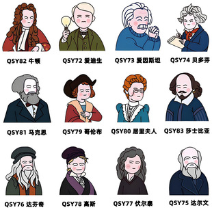 Creative Cartoon World Celebrity Brooch Lapel Pin Leonardo Da Vinci Newton Edison Avatar Acrylic Badge Pin