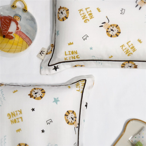 Double-layer gauze baby pillowcase, breathable and sweat-absorbent cartoon child cotton pillowcase, small children's pillowcase