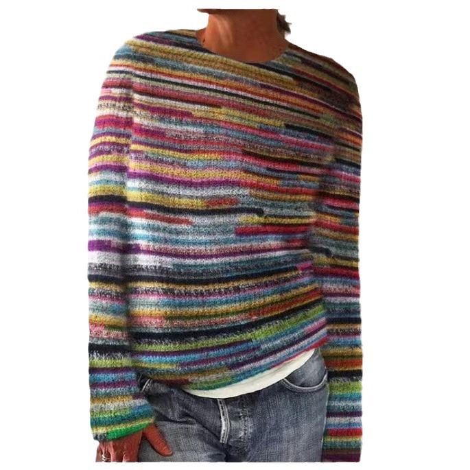 Pull femme imprimé en 3D avec capuche à motifs, haut en maille à manches longues ample et décontracté_voghion.com