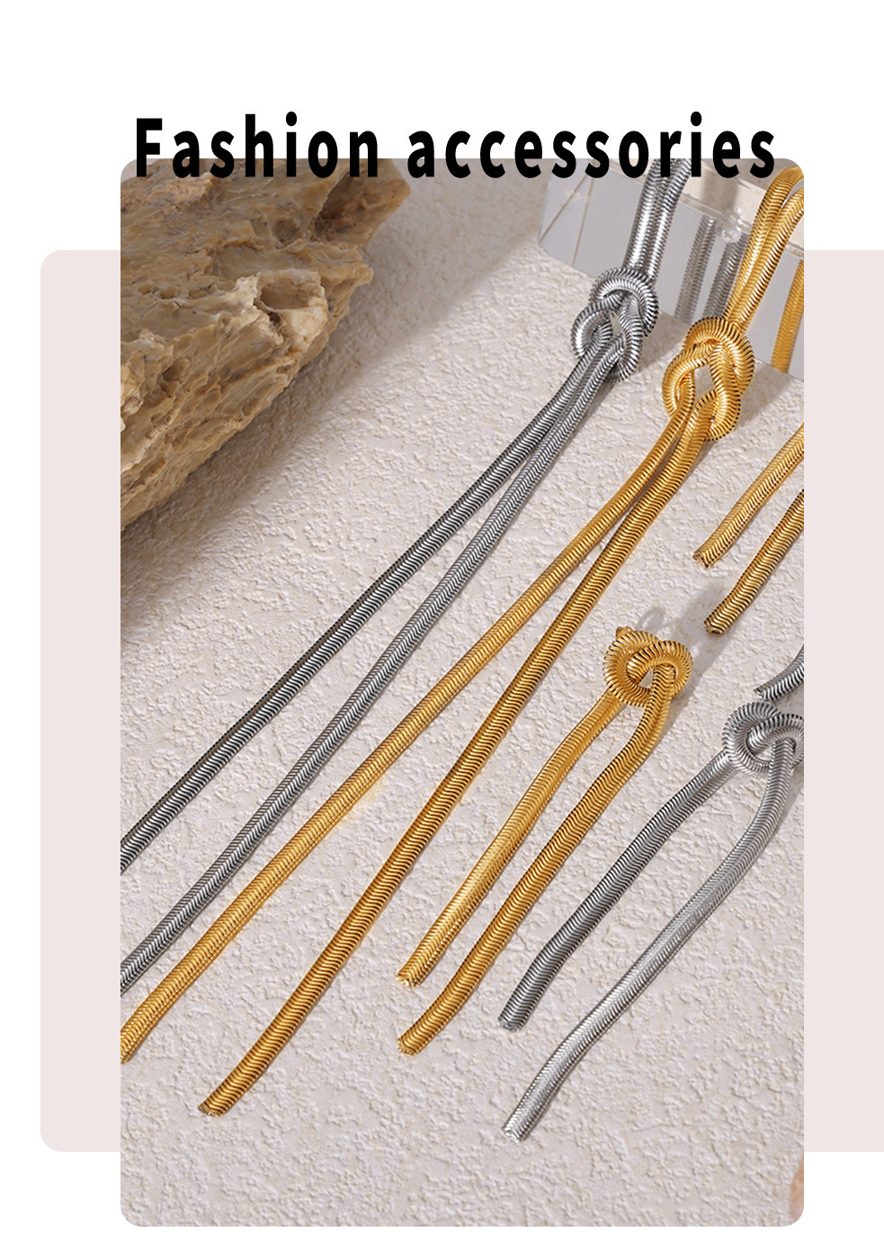 Holiday, Daily Occasion Ion Plating (IP) 18K Gold Plated Knot 304 Stainless Steel Elegant Streetwear Waterproof Non Tarnish Earrings Necklace