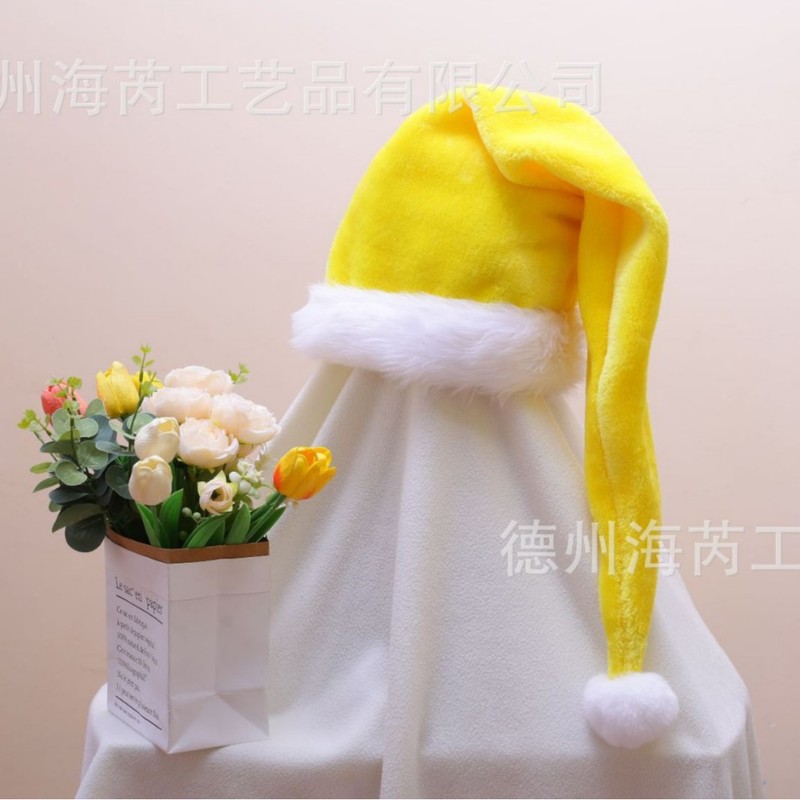 2025圣诞节装饰品红色蓝色黑色粉色圣诞树成人儿童长毛绒圣诞帽|undefined