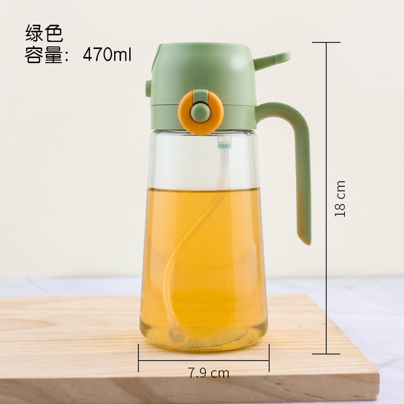批发侧翻盖喷油壶厨房家用食品级喷壶油罐不挂油喷倒两用玻璃油瓶|undefined