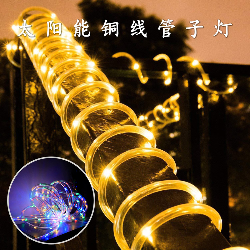 Led Copper Wire Tube Lights Solar Garden String Lights Pvc Colorful Lights Eaves Decoration Lights Lighting Strips