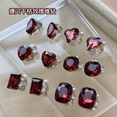 クリスタルパイルダイヤモンドマニキュア、パイルダイヤモンド、完成品、フラッシュハート、長方形、直角、パイルダイヤモンド、装飾マニキュア、ジュエリーバッチ