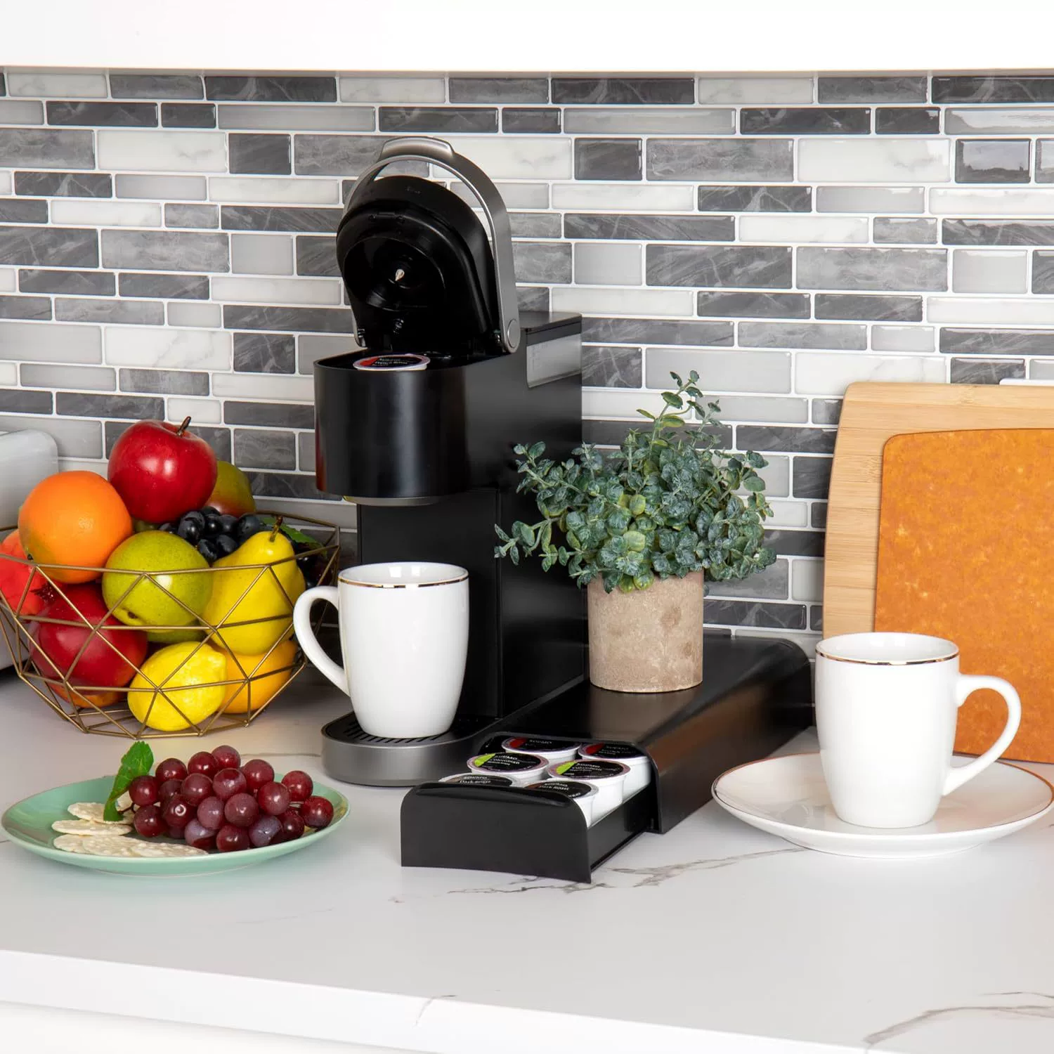 Предпочтительный классический черный кухонный чайный бар, кофейная столешница, украшение для кофе, комбинированное настольное хранилище