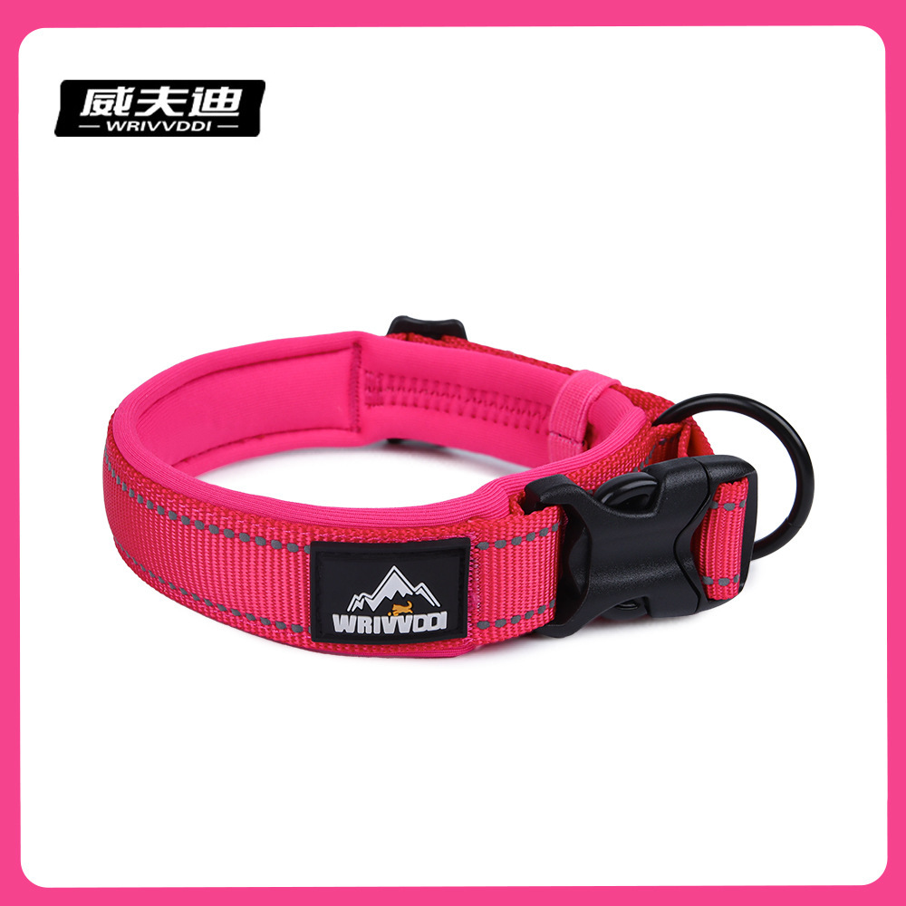 Collar de perros ajustable collar de perros reflectante de nylon collar de perros a prueba de explosiones de tamaño medio collar de perros de color sólido