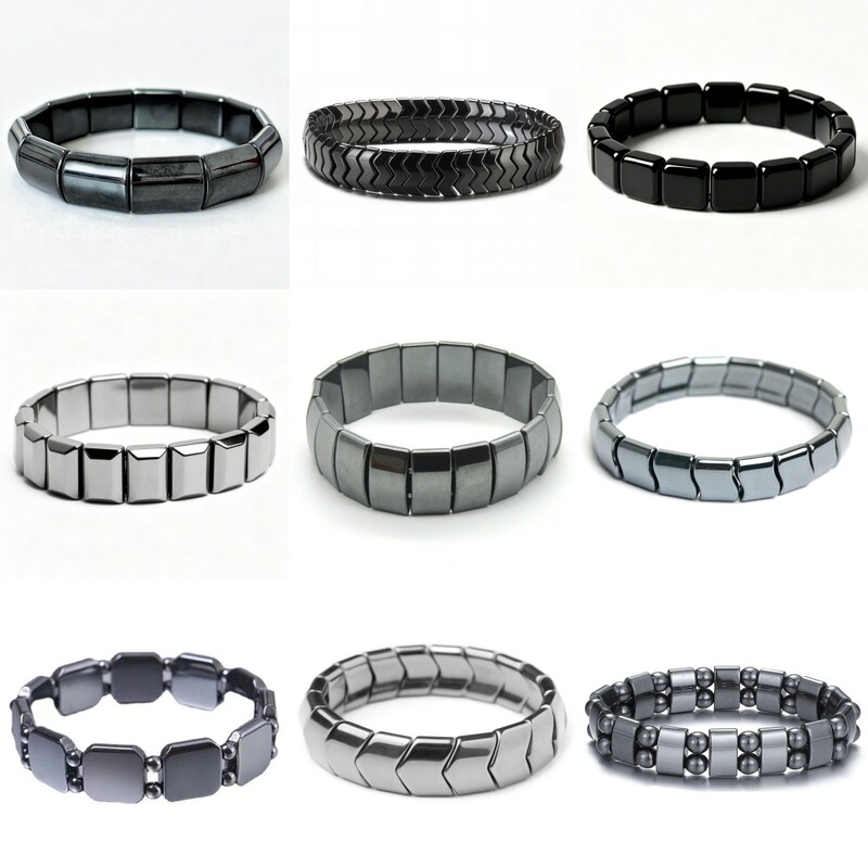Temu Xiyin Tk Amazon Hot-Selling Black Gallstone Magnetic Bracelet, Simple Bracelet for Men and Women in Europe and America, Wholesale Price in Stock