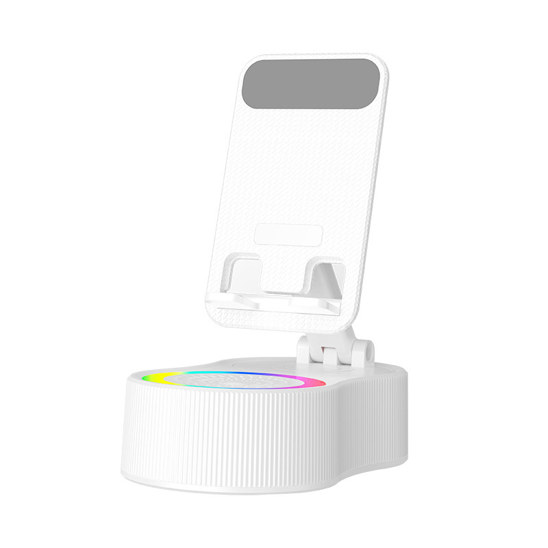 スリーインワン携帯電話ホルダー Bluetooth スピーカー電源銀行 RGB カラフルなライト多機能怠惰な人ドラマ追跡デスクトップオーディオ|undefined